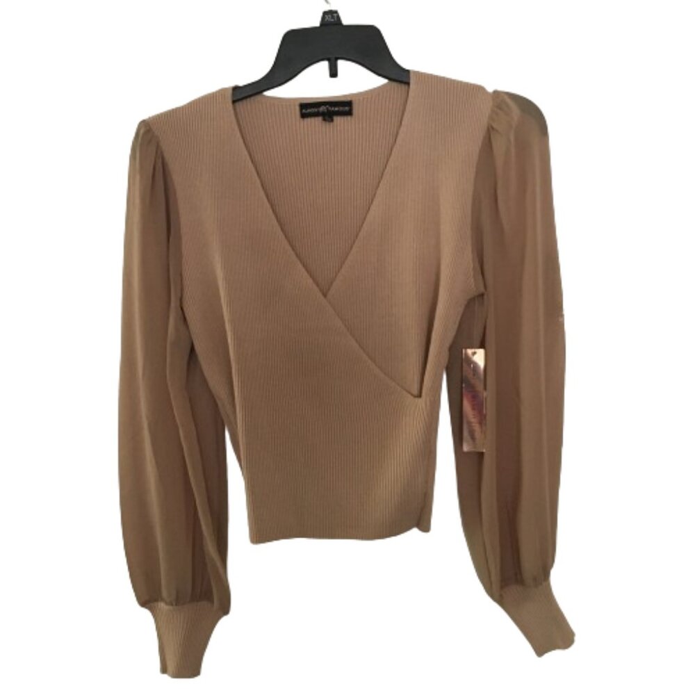 Almost Famous Sweater with Sheer Long Sleeves Size Juniors Large NWT